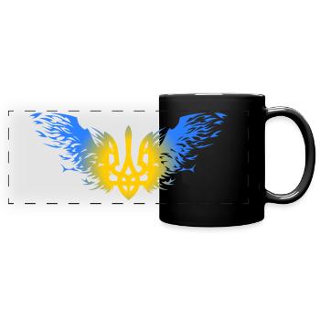 Ukraine ukrainisch Wappen Slava Unterstützung - Panorama-Tasse farbig - Schwarz - Vorne