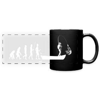 Evolution Hechtangeln und Raubtiere mit dem Boot - Panorama-Tasse farbig - Schwarz - Vorne