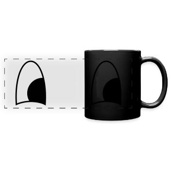 Verlegener Blick - Panorama-Tasse farbig - Schwarz - Vorne