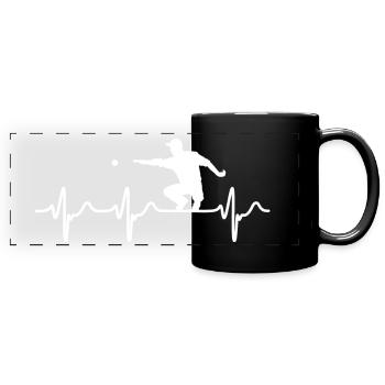 Heartbeat Petanque Spieler Boccia Boule Herzschlag - Panorama-Tasse farbig - Schwarz - Vorne