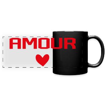 Amour Cœur - Mug panoramique uni - noir - Devant