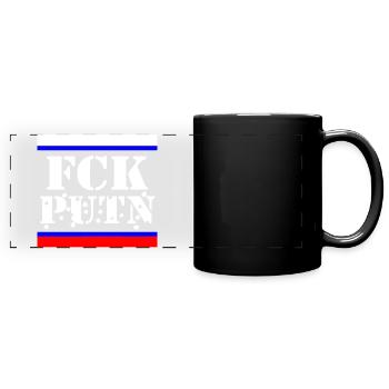 Nouveau drapeau du FCK Poutine en blanc - Mug panoramique uni - noir - Devant