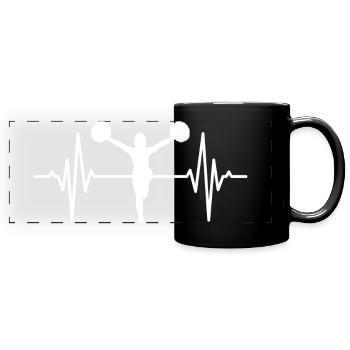 Cheerleader ECG Heartbeat - Full Colour Panoramic Mug - black - Front