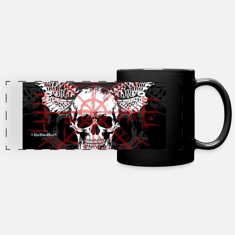 Winged Skull Cup - Full Colour Panoramic Mug - black