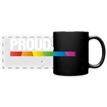 PROUD Regenbogen - Panorama-Tasse farbig - Schwarz - Vorne