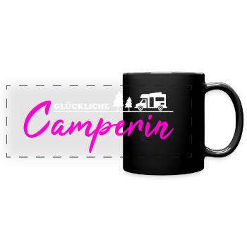 Camping Really Happy Camper Idée cadeau - Mug panoramique uni - noir - Devant