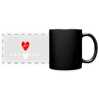 Ampoule d'amour comme fréquence cardiaque en blanc - Mug panoramique uni - noir - Devant