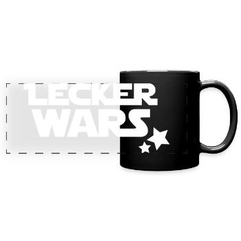lecker wars - Panorama-Tasse farbig - Schwarz - Vorne