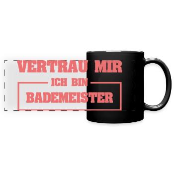 Bademeister - Panorama-Tasse farbig - Schwarz - Vorne