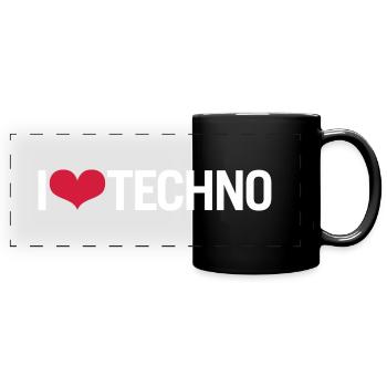 I LOVE TECHNO - Panorama-Tasse farbig - Schwarz - Vorne