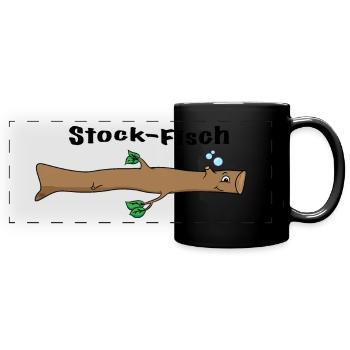 Cartoon Stock Fish - Full Colour Panoramic Mug - black - Front