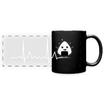 Onigiri Herzschlag EKG Puls - Panorama-Tasse farbig - Schwarz - Vorne