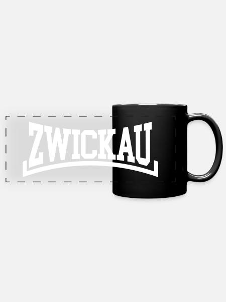 Zwickau - Panorama-Tasse farbig - Schwarz