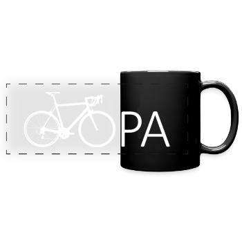 Opa fährt Fahrrad - Panorama-Tasse farbig - Schwarz - Vorne
