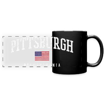 Arc de Pittsburgh avec drapeau - Mug panoramique uni - noir - Devant