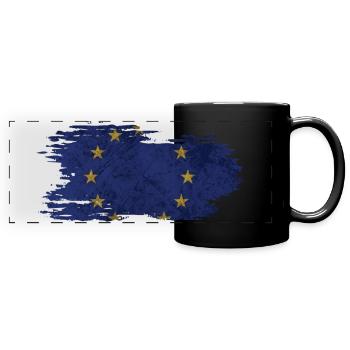 Europe - National Flag, Brush Effect - Full Colour Panoramic Mug - black - Front