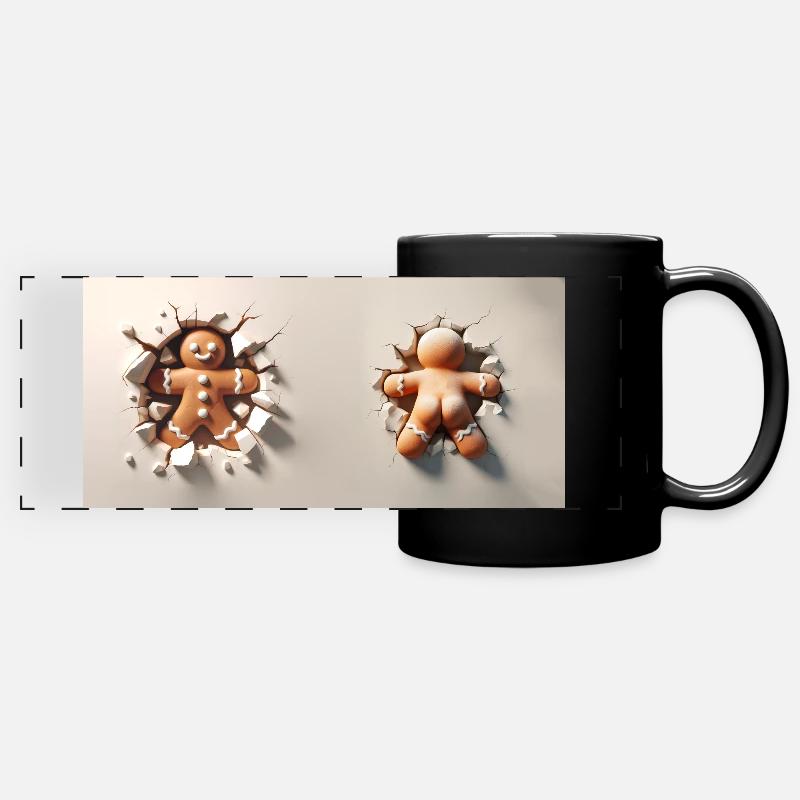 Lebkuchenmann - Panorama-Tasse farbig - Schwarz