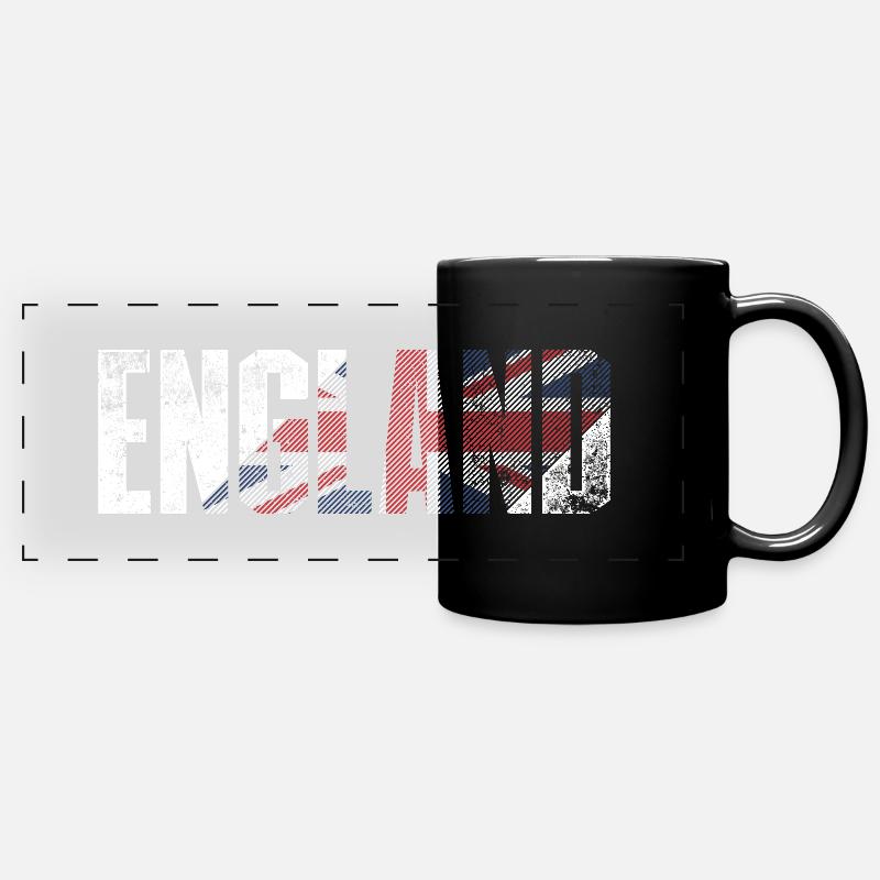 England Union Jack Typography - Full Colour Panoramic Mug - black