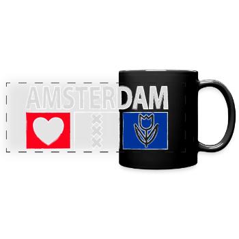 Amsterdam avec cœur - Mug panoramique uni - noir - Devant