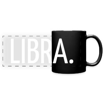Waage - Panorama-Tasse farbig - Schwarz - Vorne