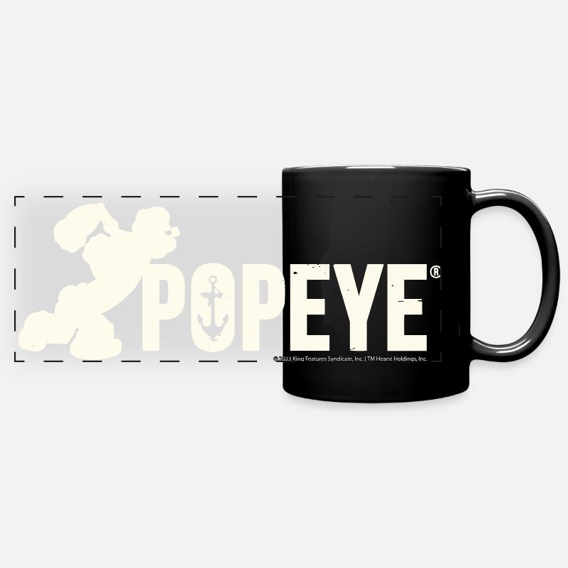 Popeye Silhouette Blanche - Mug panoramique uni - noir