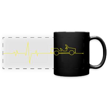  Kübel Cabrio Herzschlag Puls P 601 gelb - Panorama-Tasse farbig - Schwarz - Vorne