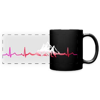 Herzschlag Berge Mountainbike Bergsteiger Wandern - Panorama-Tasse farbig - Schwarz - Vorne