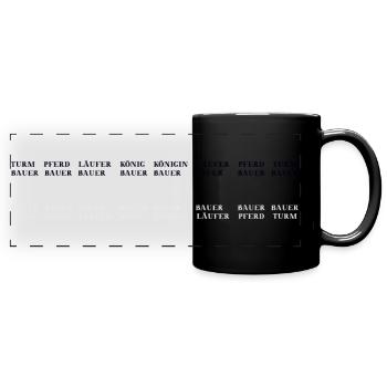 Schach Schachfiguren Aufstellung Geschenkidee - Panorama-Tasse farbig - Schwarz - Vorne