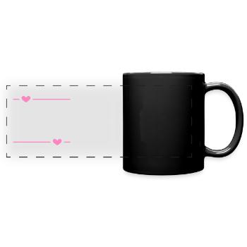 Linie Herz Strich Ornament - Panorama-Tasse farbig - Schwarz - Vorne