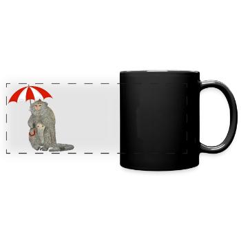 Affe Regenschirm - Panorama-Tasse farbig - Schwarz - Vorne