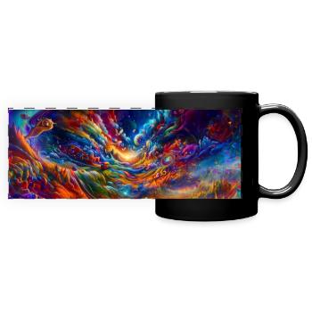 Traum des Reisenden - Panorama-Tasse farbig - Schwarz - Vorne