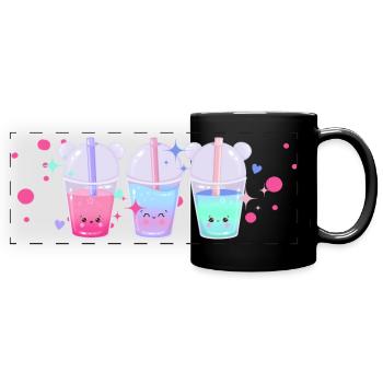 Cartoon süßer Tee für Mädchen - Panorama-Tasse farbig - Schwarz - Vorne