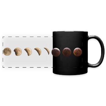 Mondphasen Mondzyklus Vollmond Lunation Astronomie - Panorama-Tasse farbig - Schwarz - Vorne