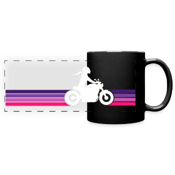 Motorradfahrerin Frau Chopper Bikerin Biker Girl - Panorama-Tasse farbig - Schwarz - Vorne