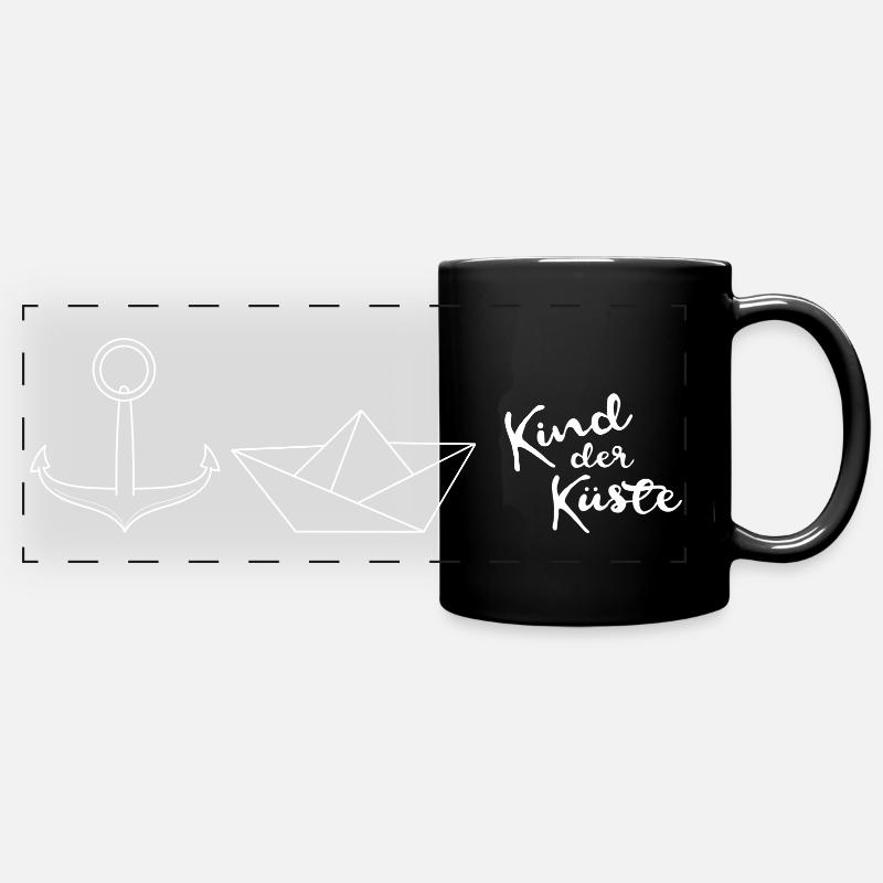 Kind der Küste Papierschiff Meer Anker - Panorama-Tasse farbig - Schwarz