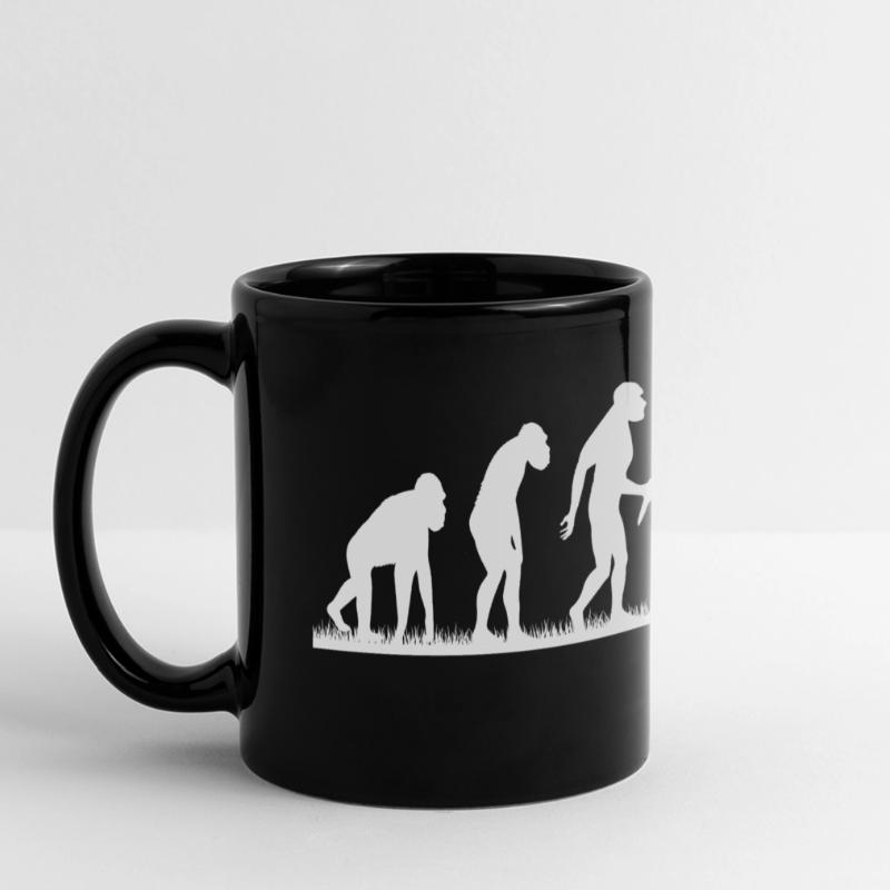 Evolution Nerd Geek Hacker Coder Programmierer Panorama-Tasse farbig