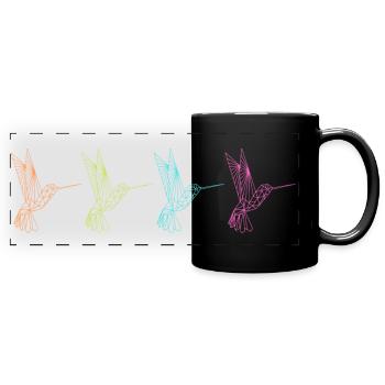 Geometric Hummingbirds - Abstract Graphics - Full Colour Panoramic Mug - black - Front