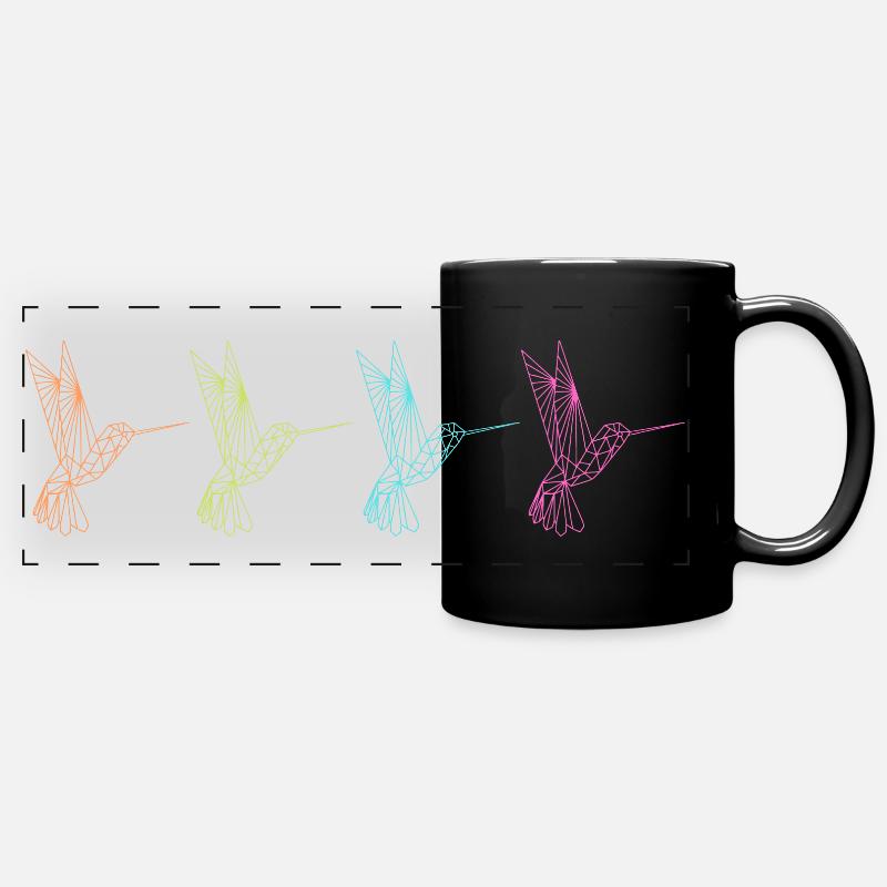 Geometric Hummingbirds - Abstract Graphics - Full Colour Panoramic Mug - black