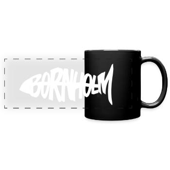 Bornholm Fisch - Panorama-Tasse farbig - Schwarz - Vorne