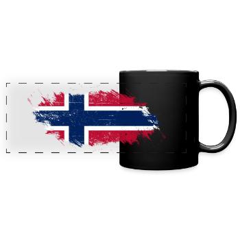 Brushstroke Norwegian Flag - Full Colour Panoramic Mug - black - Front