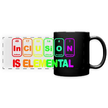 Inklusion ist elementar # - Panorama-Tasse farbig - Schwarz - Vorne