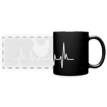 Poulets Heartbeat Heartbeat Poulet Propriétaire Poulet - Mug panoramique uni - noir - Devant