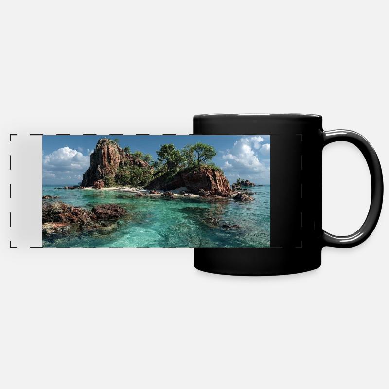 Crimson Island Dream - Full Colour Panoramic Mug - black