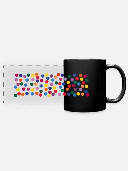 Bunte Punkte - Panorama-Tasse farbig - Schwarz
