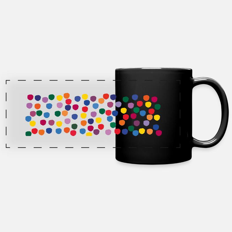 Bunte Punkte - Panorama-Tasse farbig - Schwarz