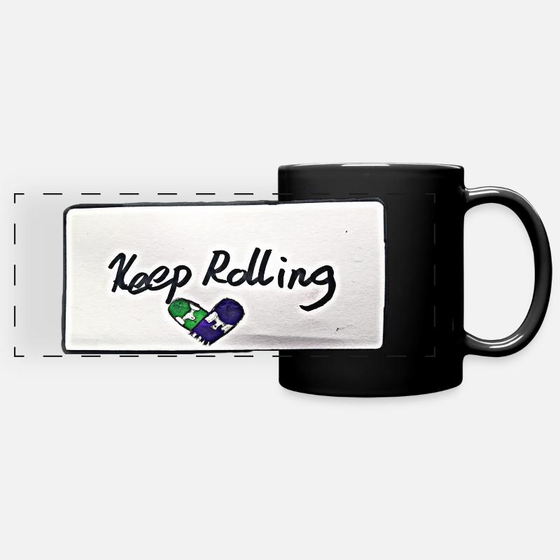 Keep rolling weiß - Panorama-Tasse farbig - Schwarz