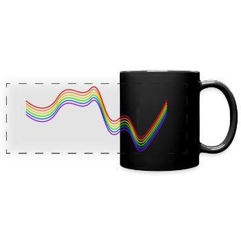 verrückter Regenbogen - Panorama-Tasse farbig - Schwarz - Vorne