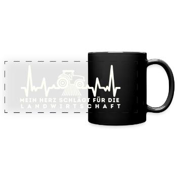 Traktor - Panorama-Tasse farbig - Schwarz - Vorne