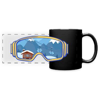 Ski Google, Snowboard, Skifahrer - Panorama-Tasse farbig - Schwarz - Vorne
