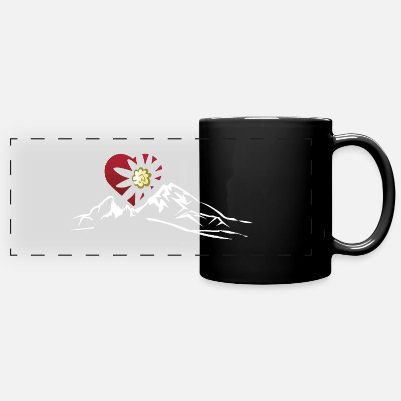 Watzmann Heart Edelweiss - Full Colour Panoramic Mug - black